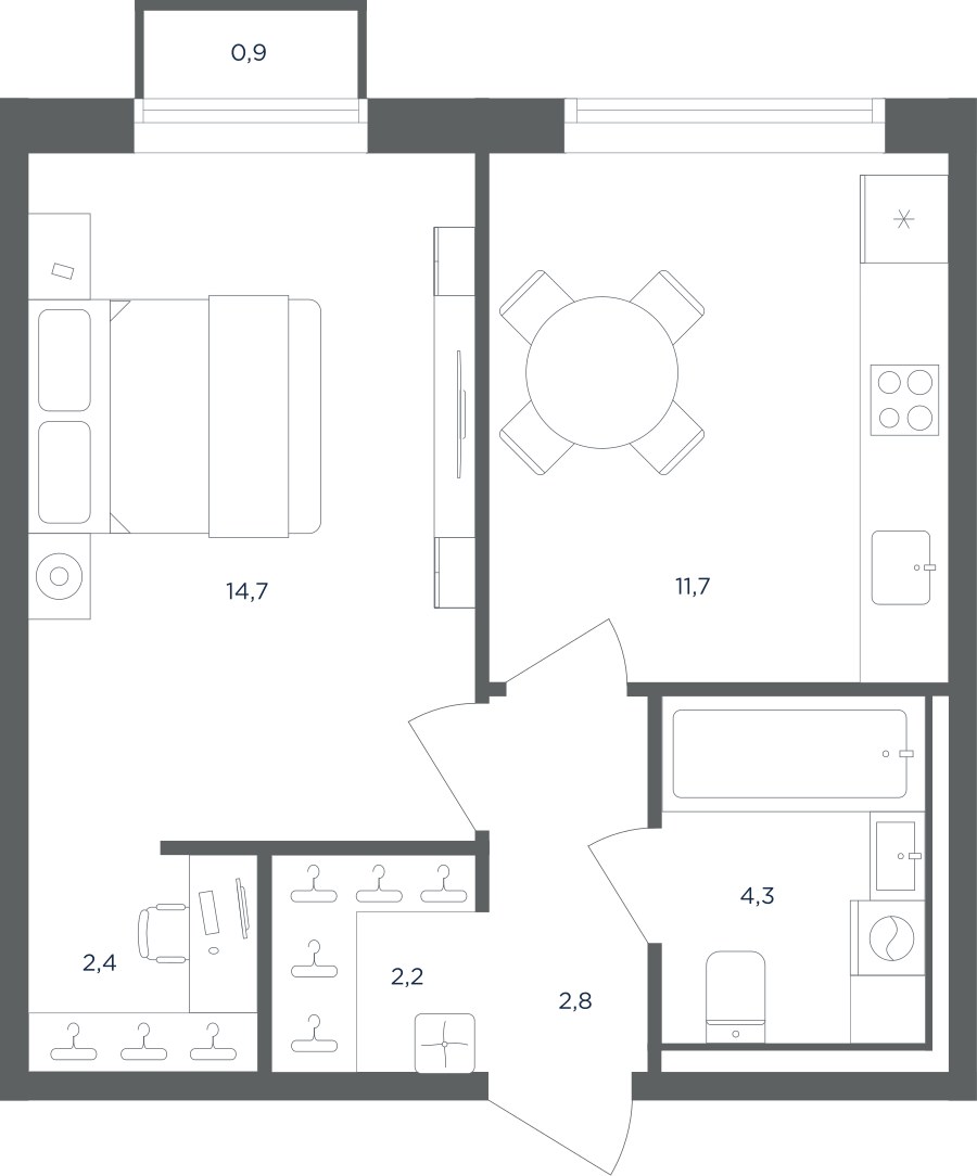 Планировка 38.4 м²