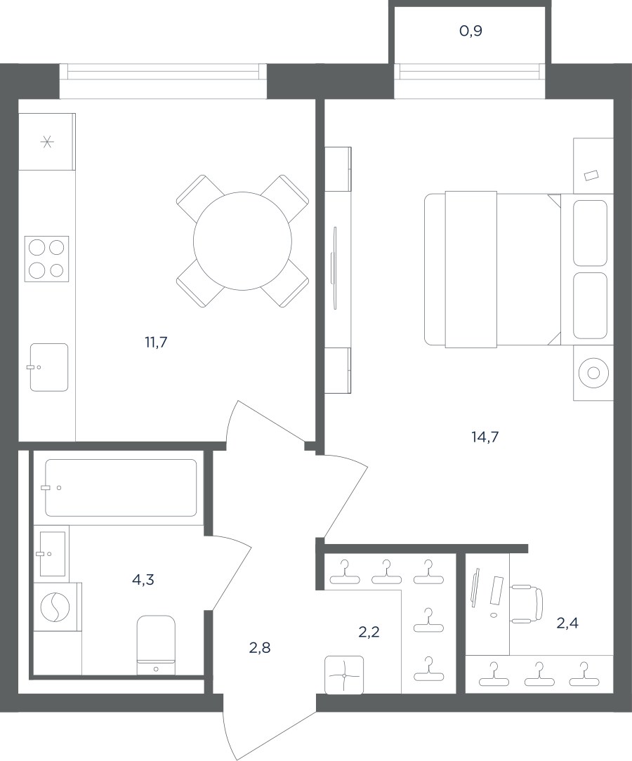 Планировка 38.4 м²