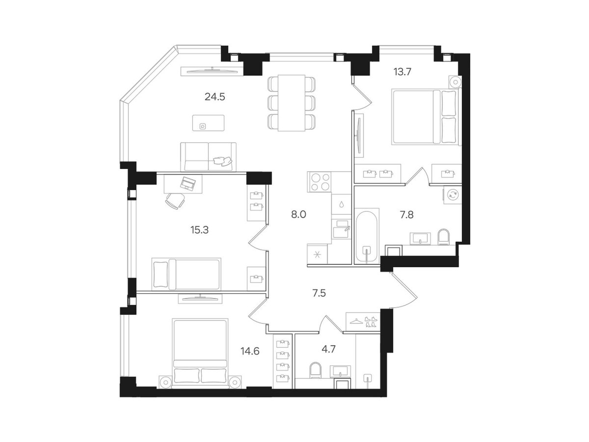 Планировка 96.1 м²