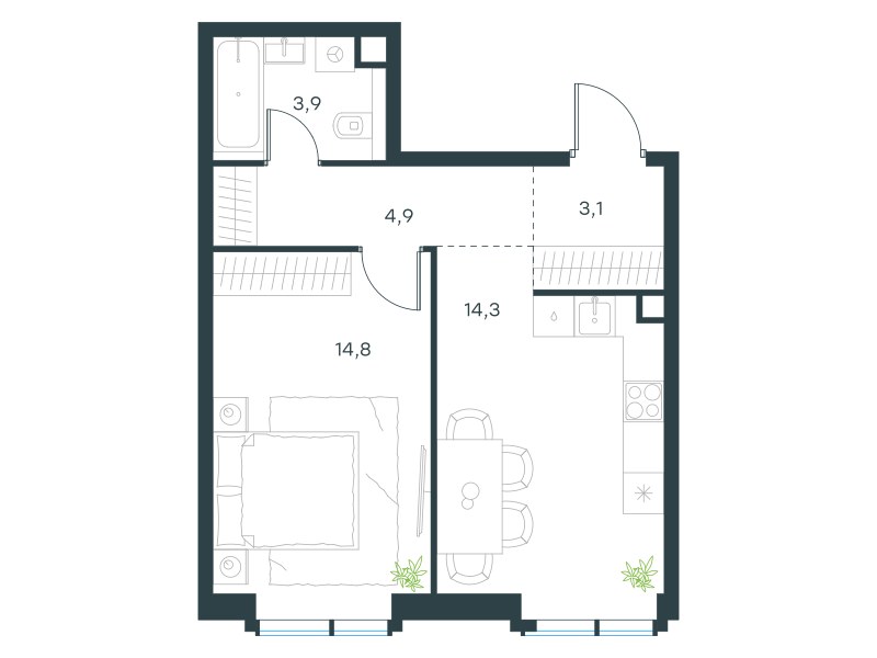 Планировка 41.0 м²
