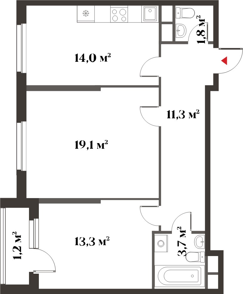 Планировка 63.0 м²
