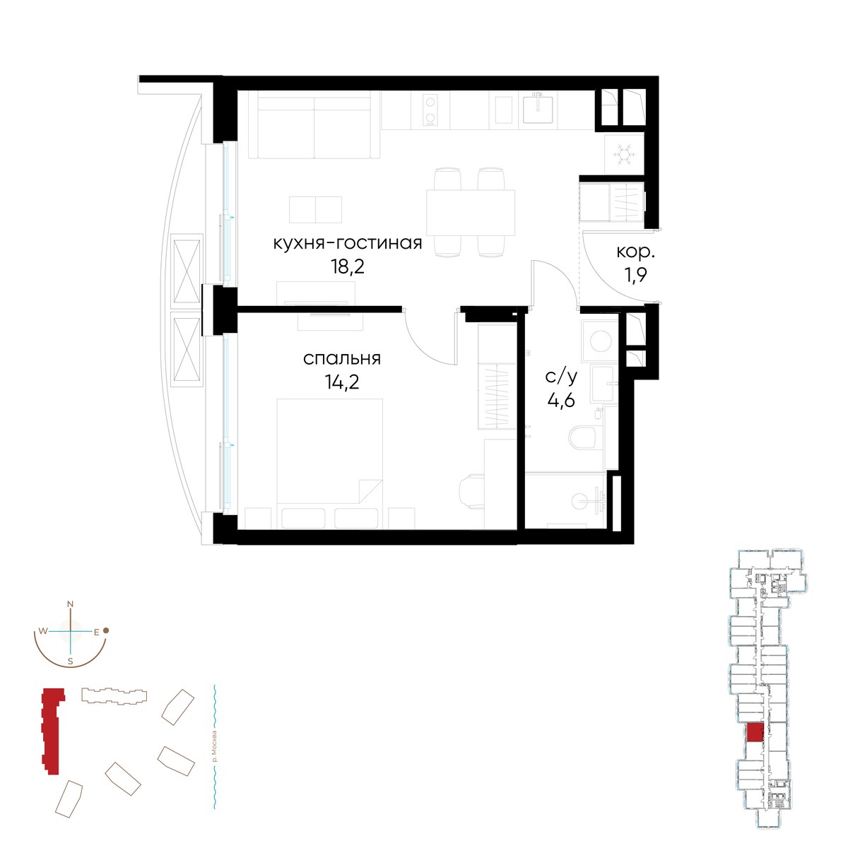 Планировка 38.9 м²