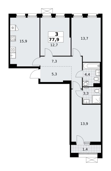 Планировка 77.9 м²