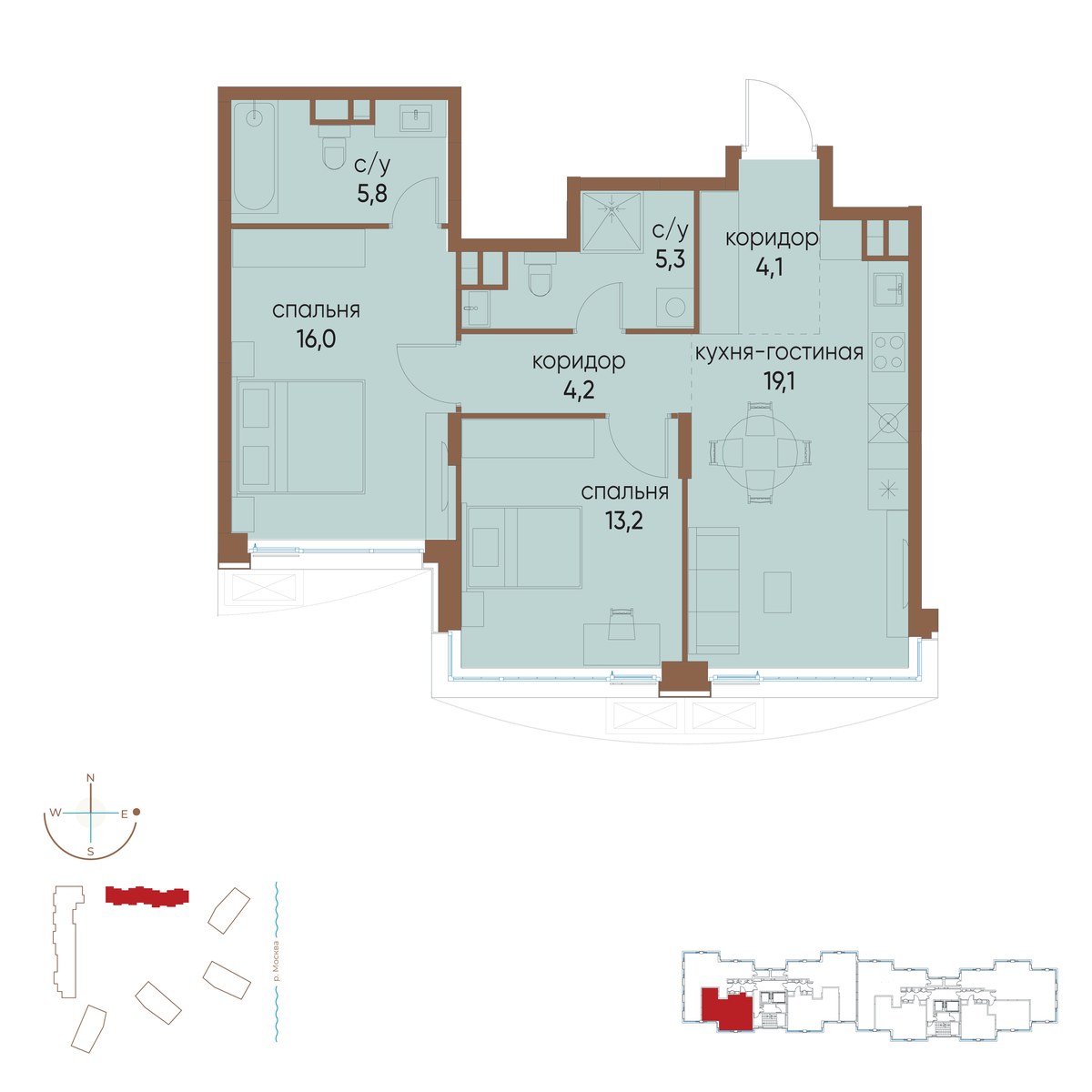 Планировка 67.9 м²