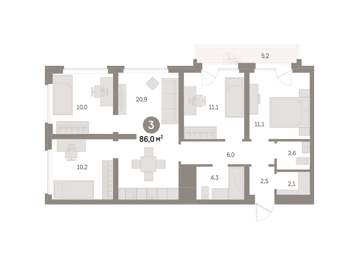 Планировка 86.0 м²
