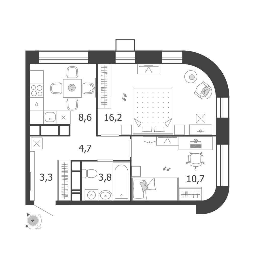 Планировка 47.3 м²