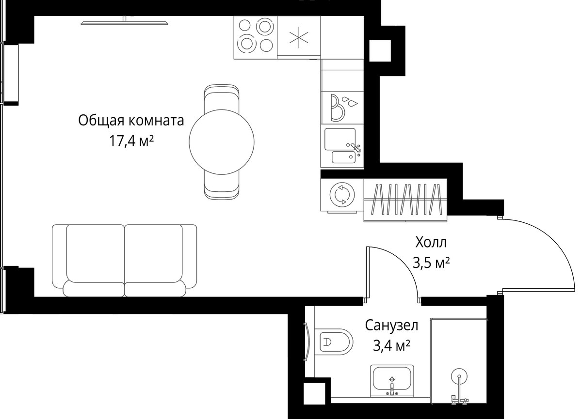 Планировка 24.3 м²