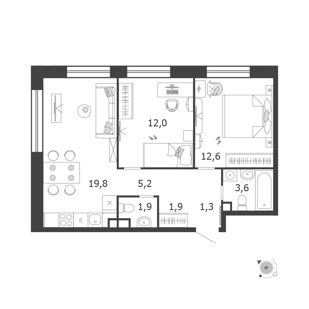 Планировка 58.3 м²