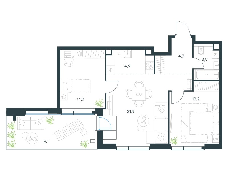 Планировка 64.5 м²