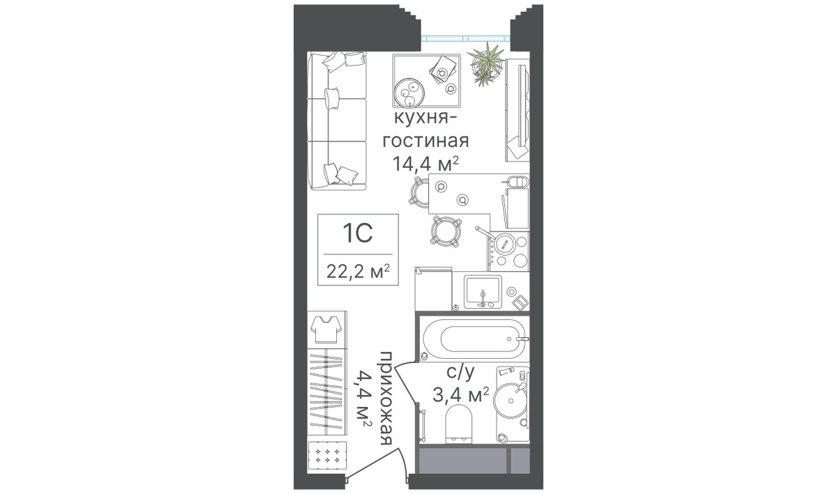 Планировка 22.0 м²