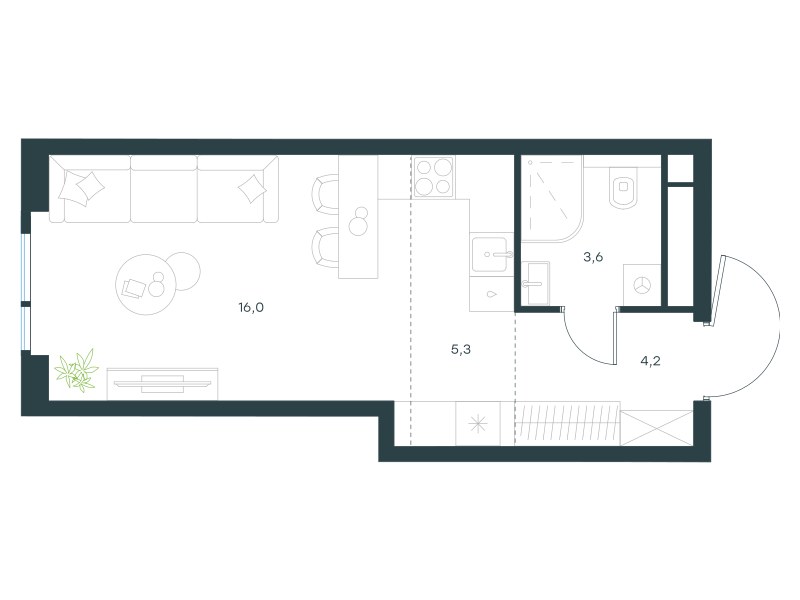 Планировка 29.1 м²