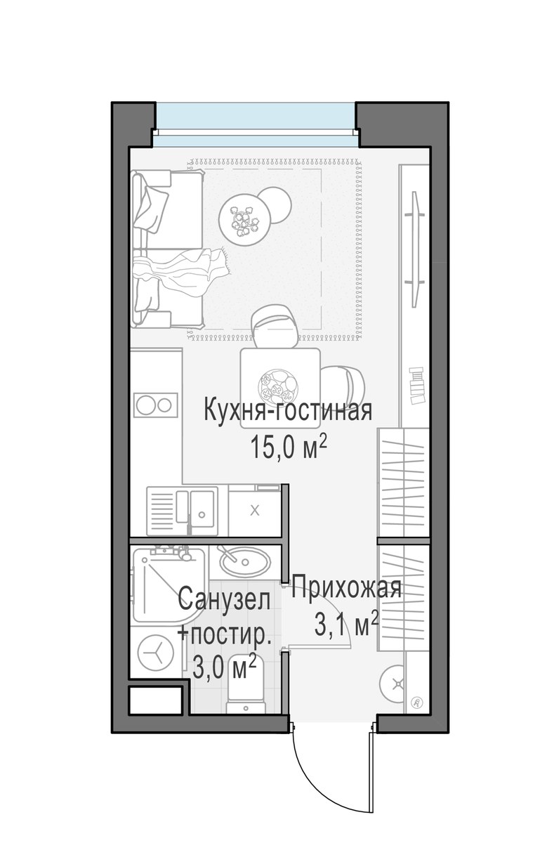 Планировка 21.1 м²