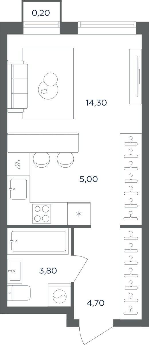 Планировка 27.6 м²