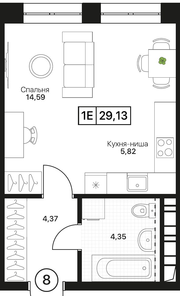 Планировка 29.13 м²