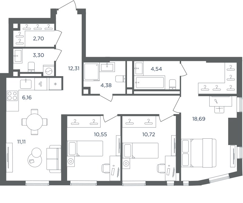 Планировка 84.46 м²
