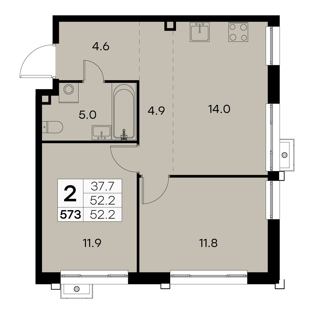 Планировка 51.9 м²