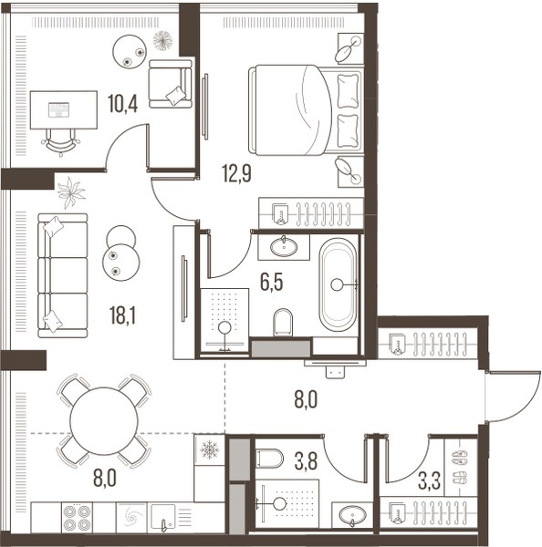 Планировка 71.1 м²