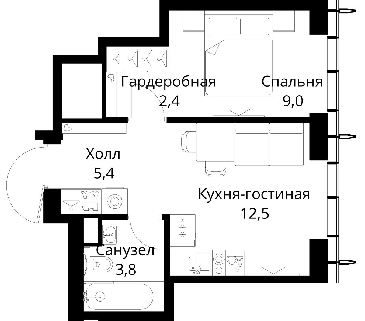 Планировка 33.1 м²