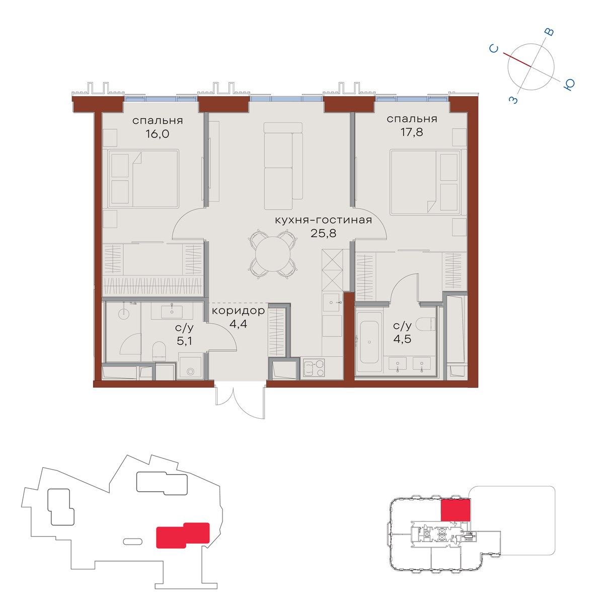 Планировка 73.6 м²