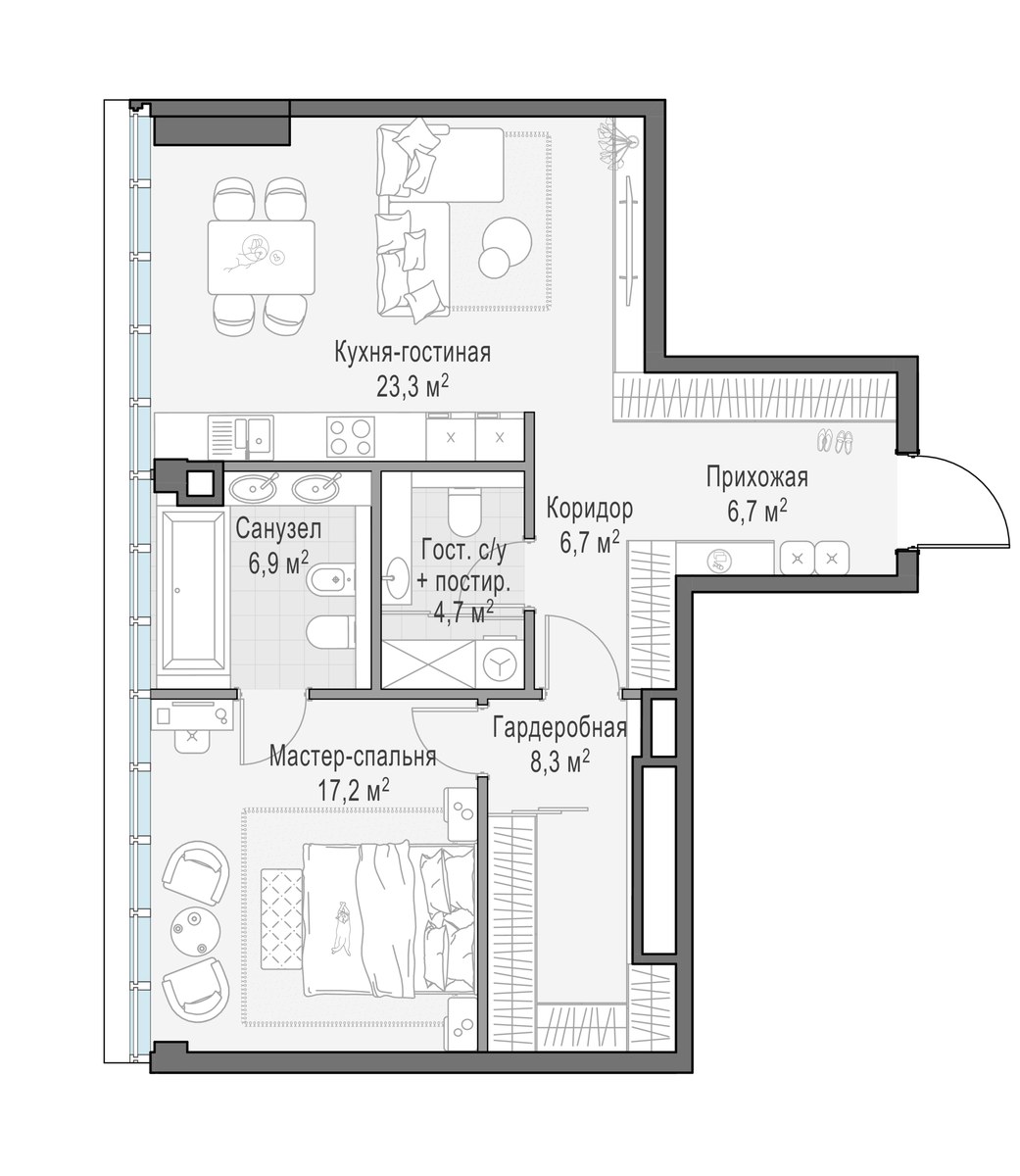 Планировка 73.8 м²