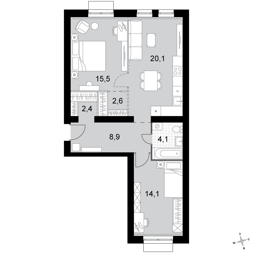 Планировка 67.7 м²