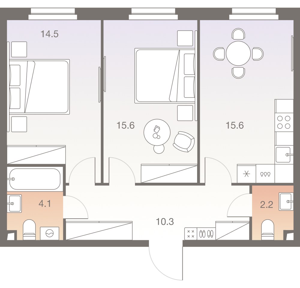 Планировка 62.3 м²