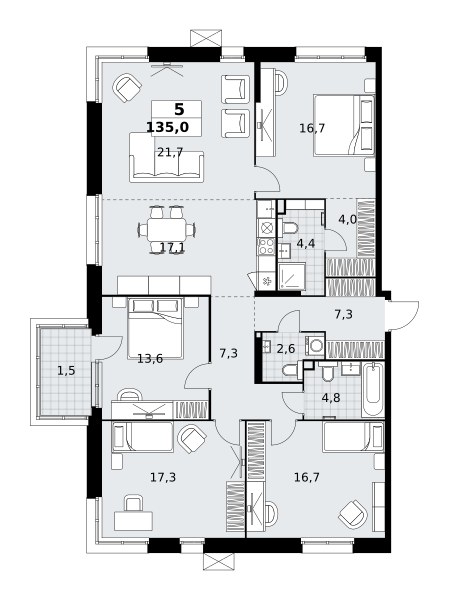 Планировка 135.0 м²