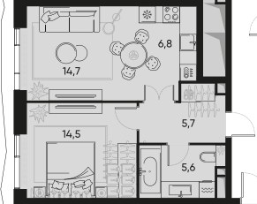 Планировка 47.3 м²
