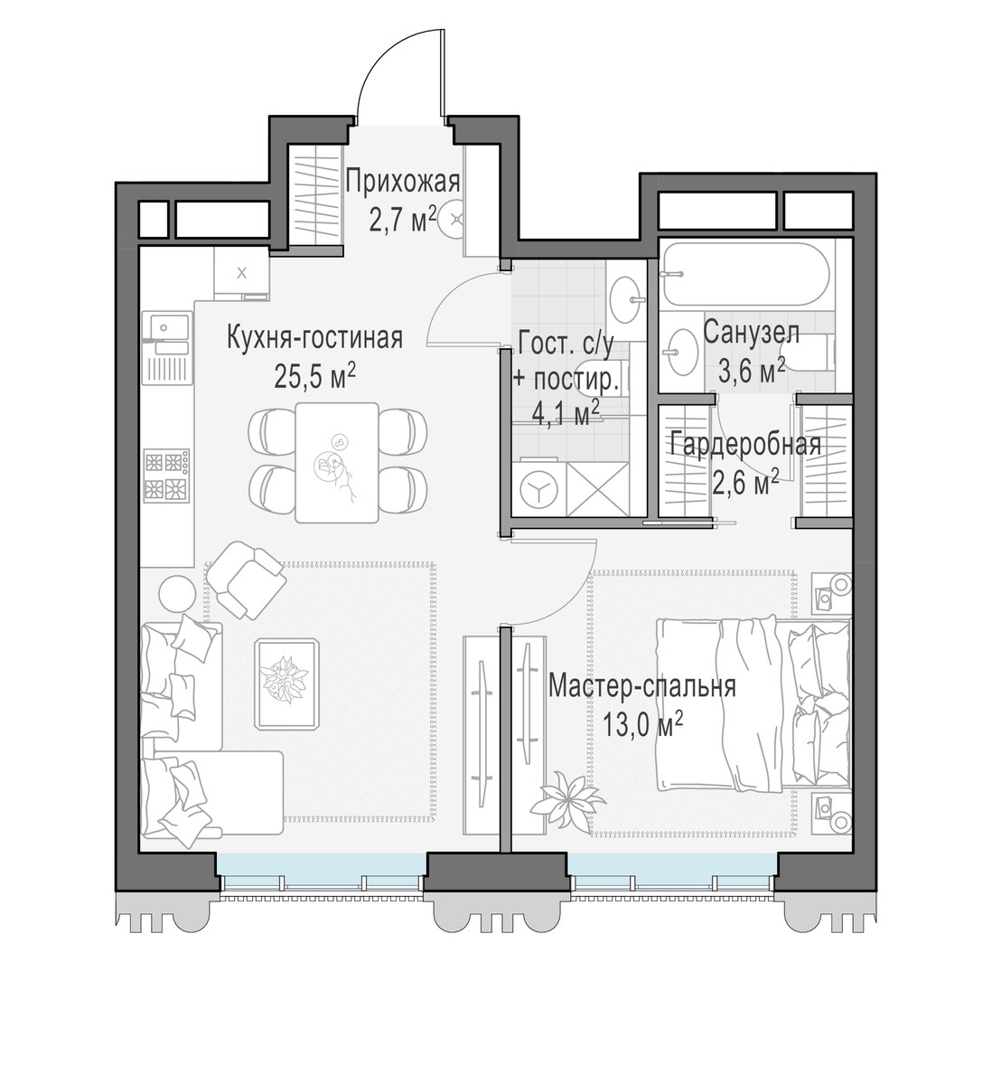 Планировка 51.2 м²