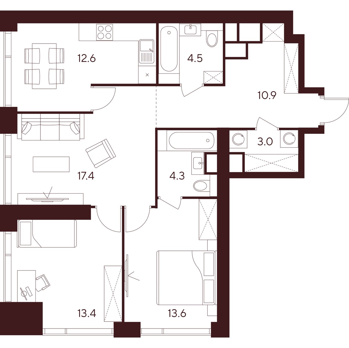 Планировка 79.7 м²