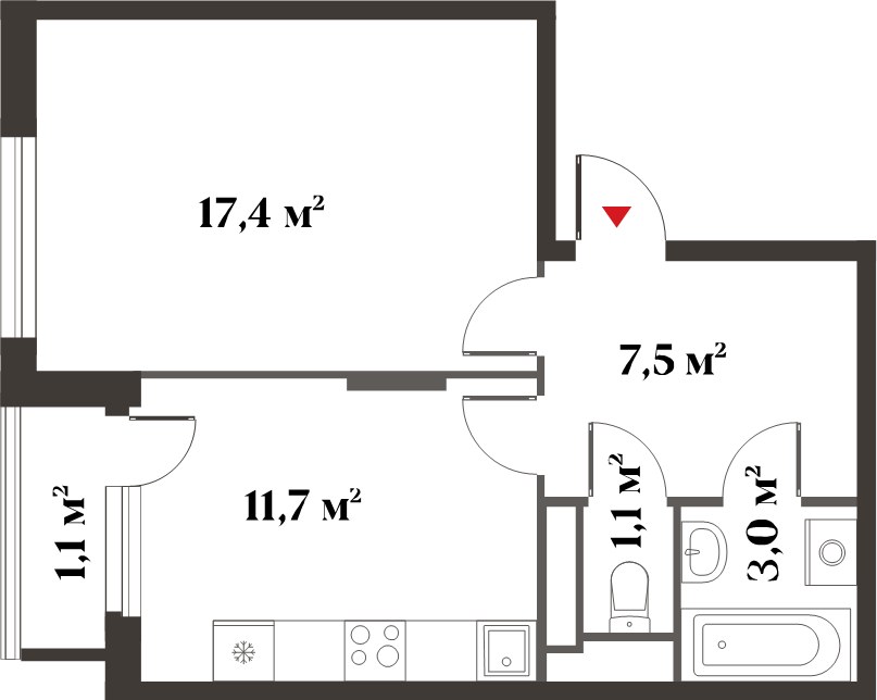 Планировка 41.0 м²