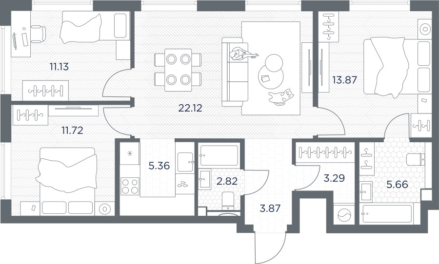 Планировка 79.34 м²