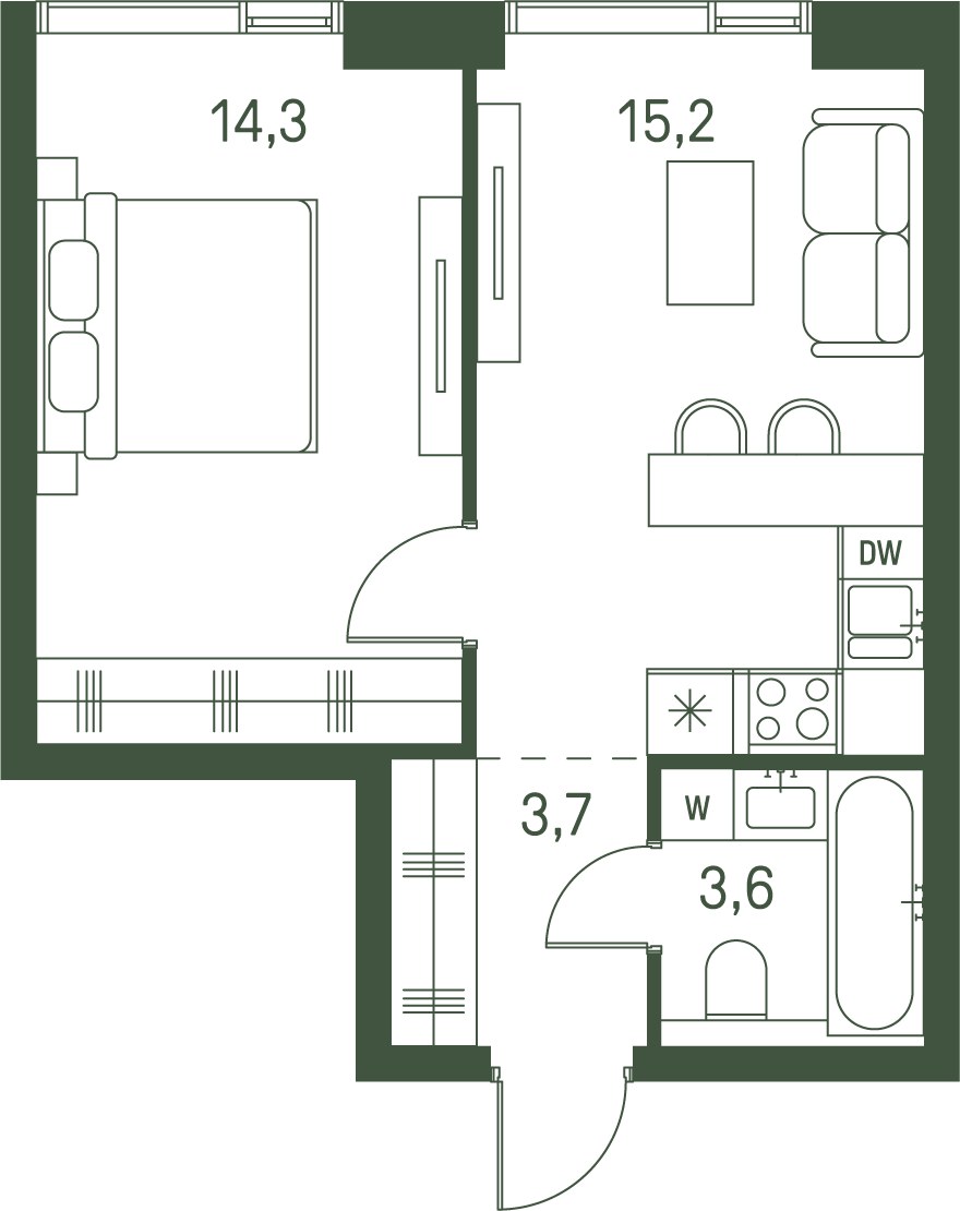 Планировка 36.8 м²