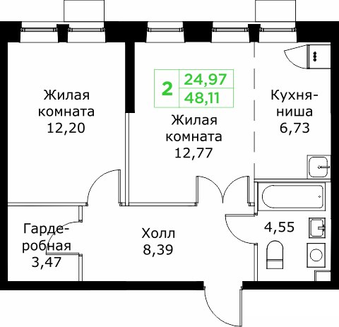 Планировка 48.2 м²