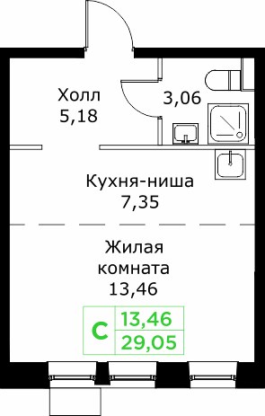 Планировка 29.2 м²