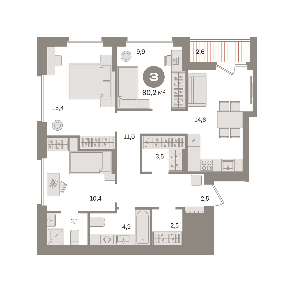 Планировка 80.15 м²