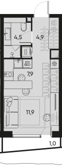 Планировка 29.7 м²