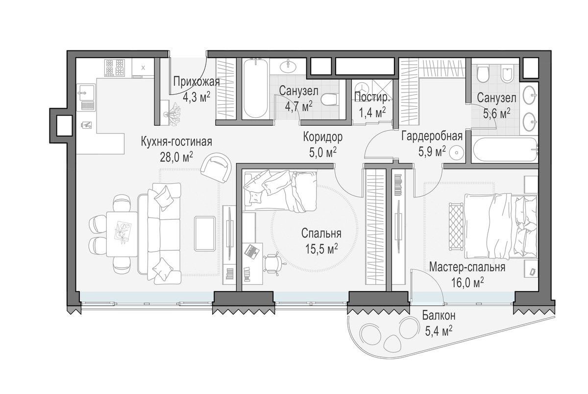 Планировка 88.2 м²