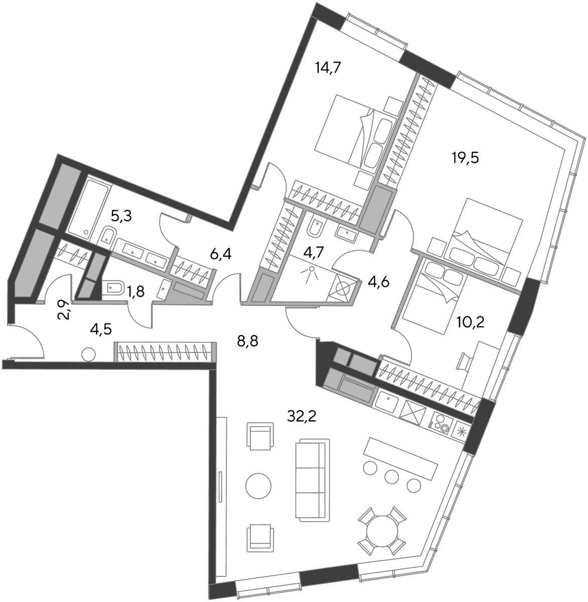 Планировка 115.1 м²