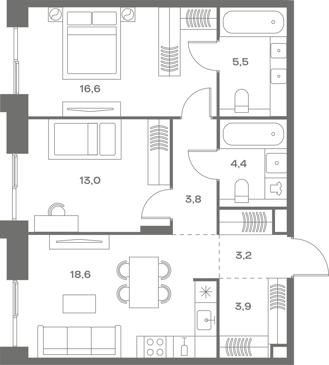 Планировка 69.0 м²