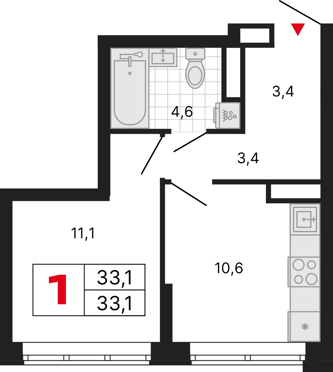 Планировка 33.1 м²