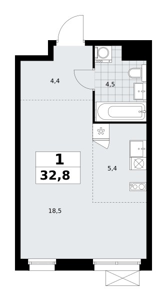 Планировка 32.8 м²