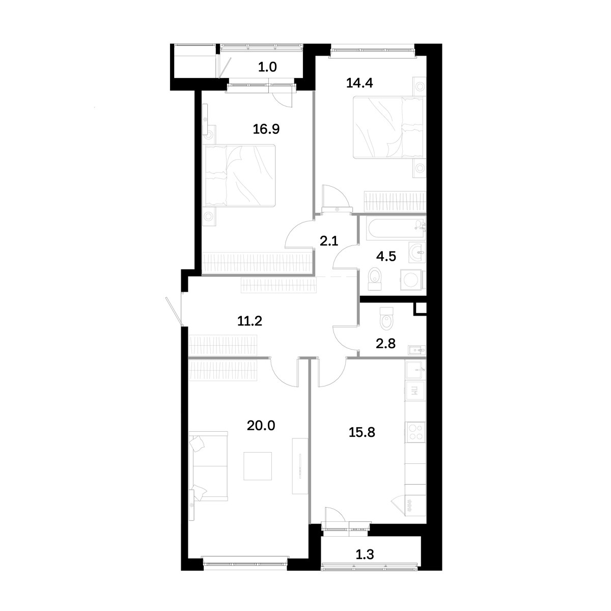 Планировка 90.1 м²
