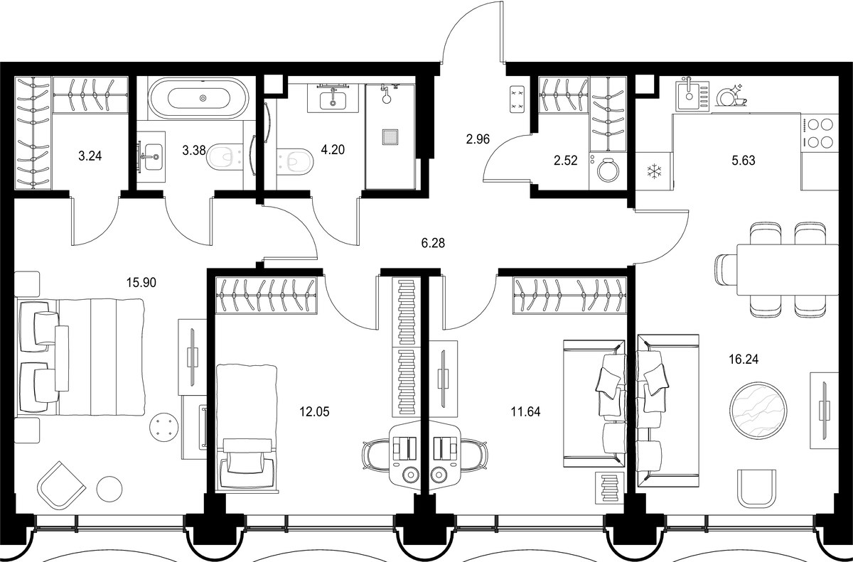 Планировка 84.04 м²