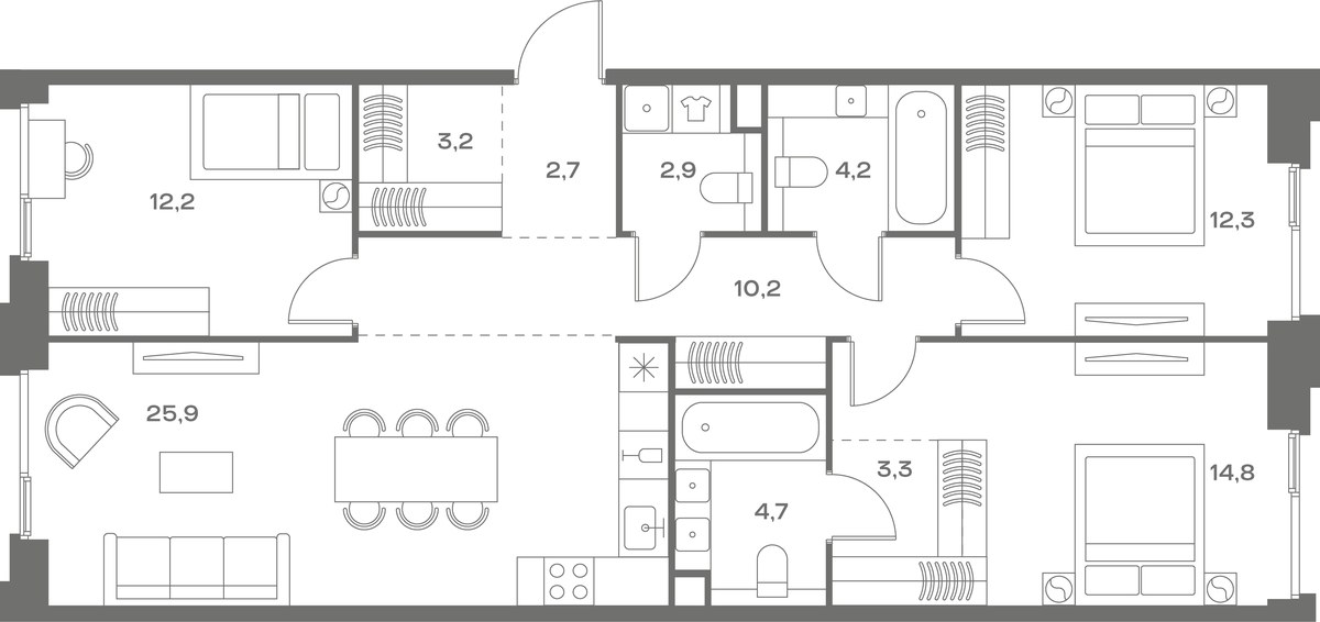 Планировка 96.4 м²