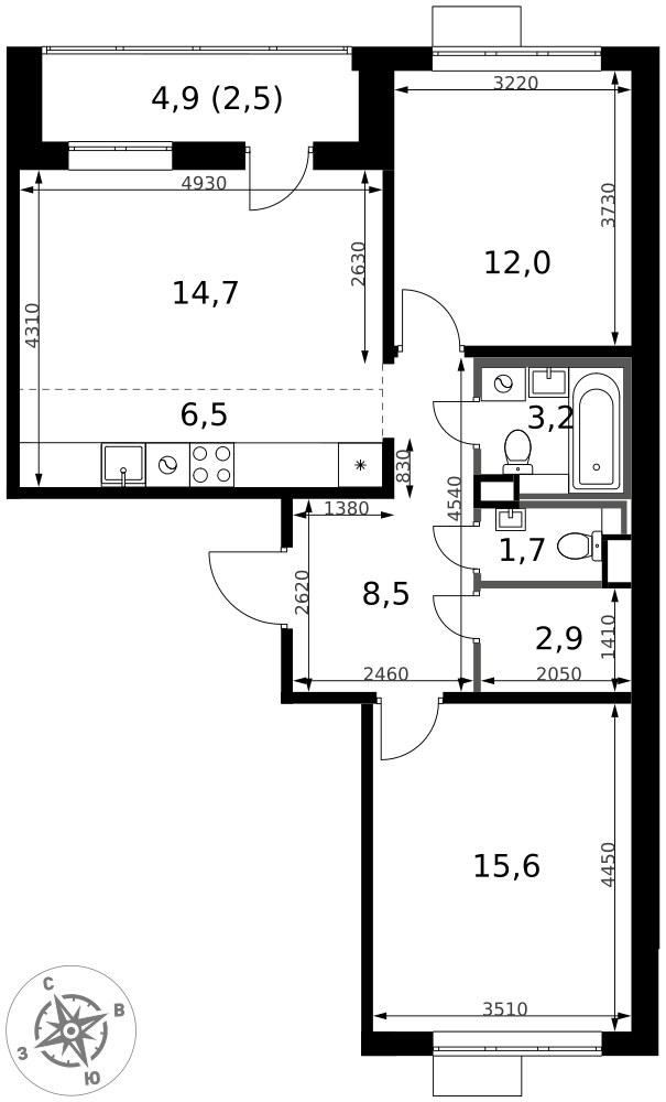 Планировка 67.6 м²