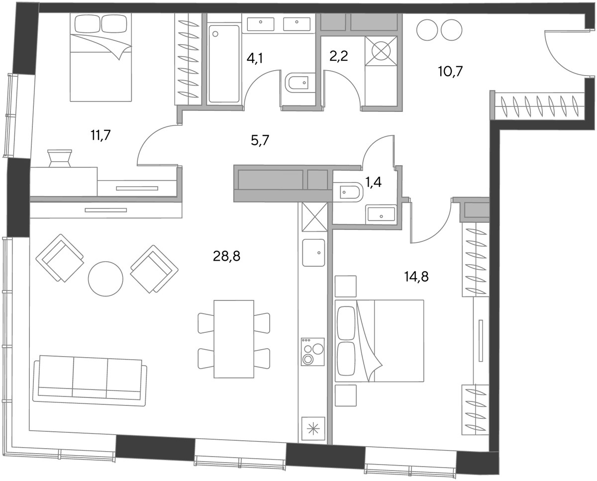 Планировка 79.0 м²