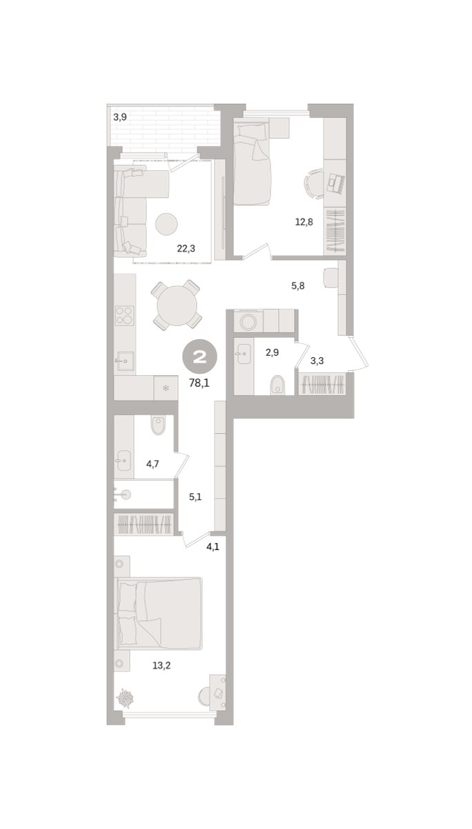Планировка 78.1 м²