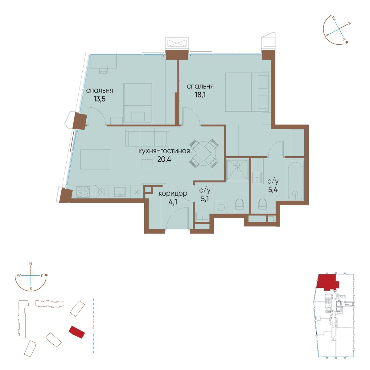 Планировка 66.6 м²
