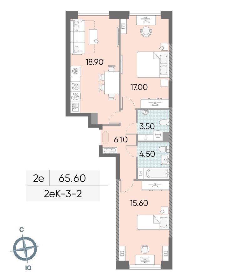 Планировка 65.6 м²